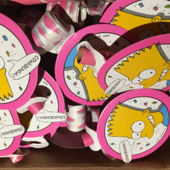 THE SIMPSONS BIRTHDAY PARTY FAVORS for 26,  New from Open Pkgs. Hats, Blowouts - Picture 2 of 6